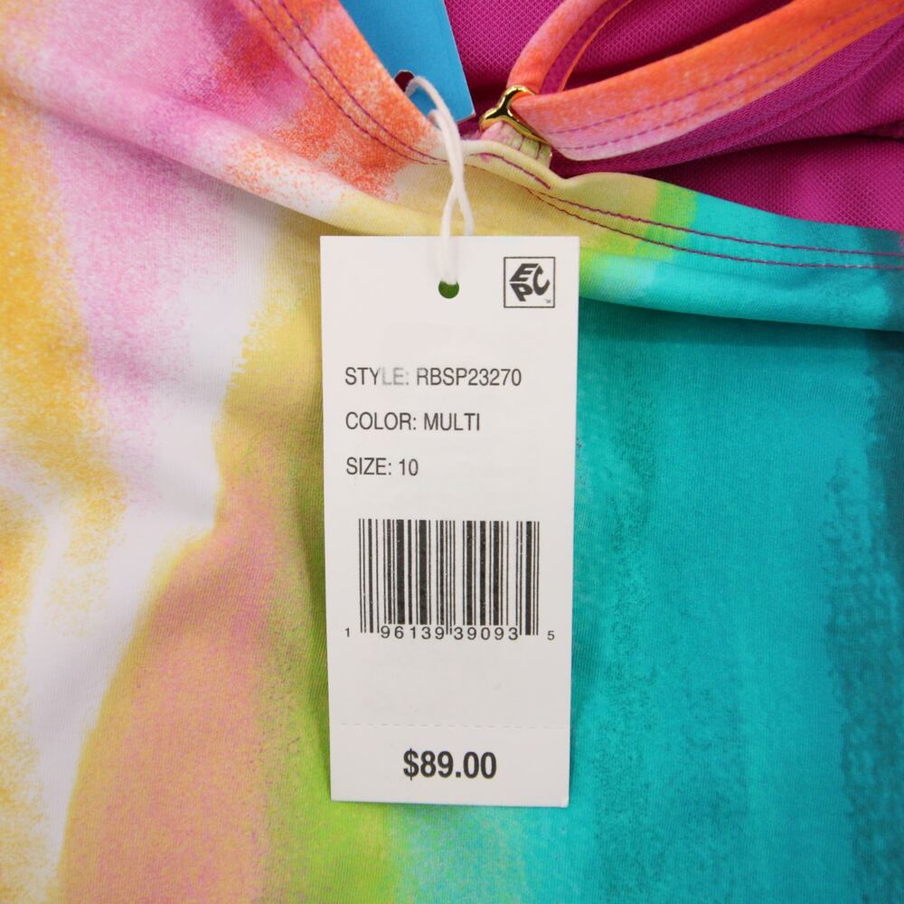 Bleu Rod Beattie Splash Out Tankini Top High Neck Keyhole Multicolor Size 10 NWT - Picture 11 of 12